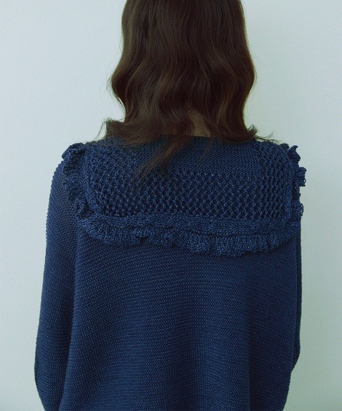 leinwande(ラインヴァンド)の「Sailor Crochet Cardigan / セーラークロシェカーディガン(カーディガン/ボレロ・レディース・ブラック/ホワイト/ネイビー・ONE SIZE)」の4枚目の写真