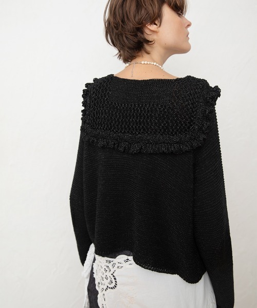 leinwande(ラインヴァンド)の「Sailor Crochet Cardigan / セーラークロシェカーディガン(カーディガン/ボレロ・レディース・ブラック/ホワイト/ネイビー・ONE SIZE)」の12枚目の写真