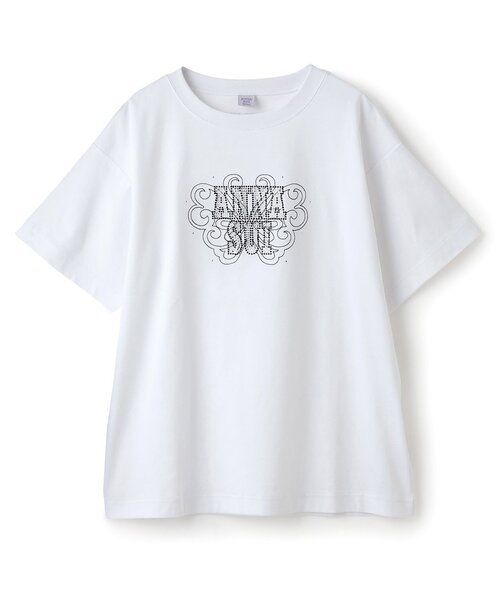 ANNA SUI mini(アナスイ・ミニ)の「【親子リンク】LADIES ラインストーンロゴTシャツ【接触冷感・UVカット】(Tシャツ/カットソー・レディース・ホワイト/ブラック・F)」の2枚目の写真
