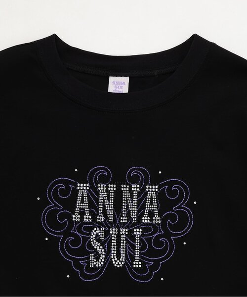 ANNA SUI mini(アナスイ・ミニ)の「【親子リンク】LADIES ラインストーンロゴTシャツ【接触冷感・UVカット】(Tシャツ/カットソー・レディース・ホワイト/ブラック・F)」の4枚目の写真