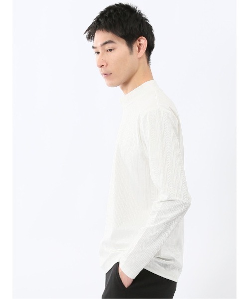 m.f.editorial(エムエフエディトリアル)の「【インナー ロンT】m.f.エディトリアル メンズ リンクスジャガード モックネック 長袖 Tシャツ(Tシャツ/カットソー・メンズ・ブラック/ホワイト・LARGE/MEDIUM/X-LARGE)」の4枚目の写真