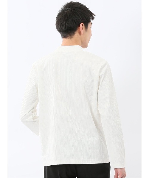 m.f.editorial(エムエフエディトリアル)の「【インナー ロンT】m.f.エディトリアル メンズ リンクスジャガード モックネック 長袖 Tシャツ(Tシャツ/カットソー・メンズ・ブラック/ホワイト・LARGE/MEDIUM/X-LARGE)」の5枚目の写真