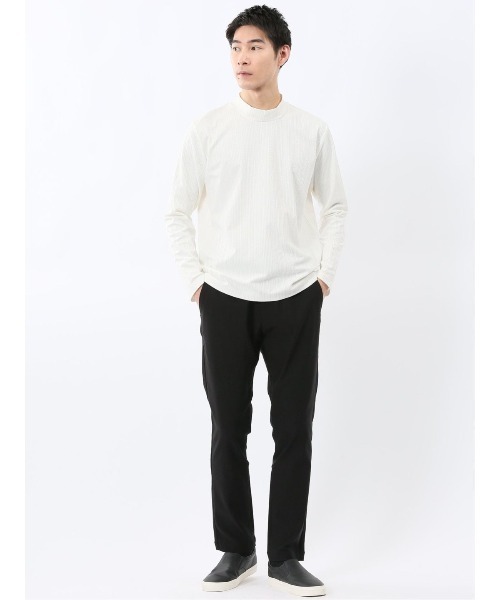 m.f.editorial(エムエフエディトリアル)の「【インナー ロンT】m.f.エディトリアル メンズ リンクスジャガード モックネック 長袖 Tシャツ(Tシャツ/カットソー・メンズ・ブラック/ホワイト・LARGE/MEDIUM/X-LARGE)」の7枚目の写真