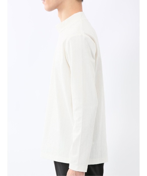 m.f.editorial(エムエフエディトリアル)の「【インナー ロンT】m.f.エディトリアル メンズ リンクスジャガード モックネック 長袖 Tシャツ(Tシャツ/カットソー・メンズ・ブラック/ホワイト・LARGE/MEDIUM/X-LARGE)」の9枚目の写真