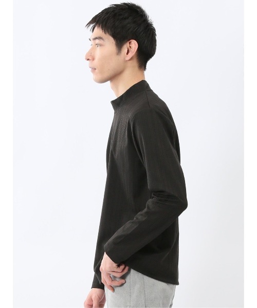 m.f.editorial(エムエフエディトリアル)の「【インナー ロンT】m.f.エディトリアル メンズ リンクスジャガード モックネック 長袖 Tシャツ(Tシャツ/カットソー・メンズ・ブラック/ホワイト・LARGE/MEDIUM/X-LARGE)」の14枚目の写真