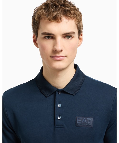 EMPORIO ARMANI EA7（エンポリオアルマーニイーエーセブン）の「<オンライン限定>【エンポリオ アルマーニ EA7】Lux Identity ポロシャツ モダール混紡（ポロシャツ・メンズ・ブラック/ネイビー・SMALL/MEDIUM/X-SMALL）」の8枚目の写真