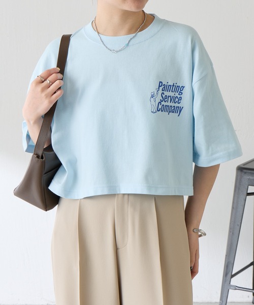 GOOD MOTIVE TEE(グッドモチーブティー)の「GOOD MOTIVE TEE/ロゴTシャツ(Tシャツ/カットソー・レディース・スカイブルー・FREE)」の3枚目の写真