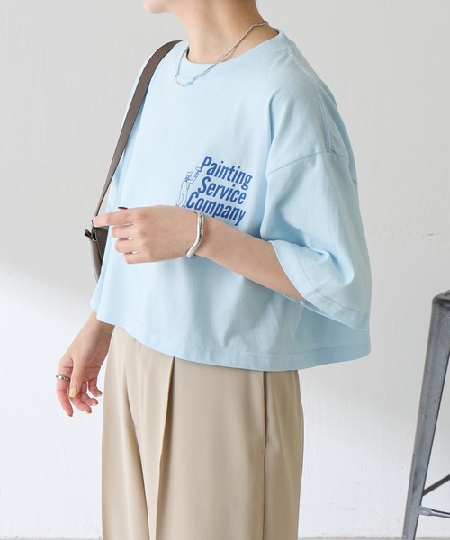 GOOD MOTIVE TEE(グッドモチーブティー)の「GOOD MOTIVE TEE/ロゴTシャツ(Tシャツ/カットソー・レディース・スカイブルー・FREE)」の4枚目の写真