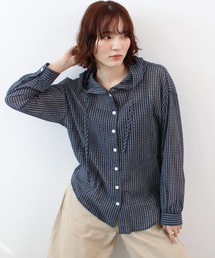 ABYS（アビス）の「フード付きシアーチェックシャツ（シャツ/ブラウス）」