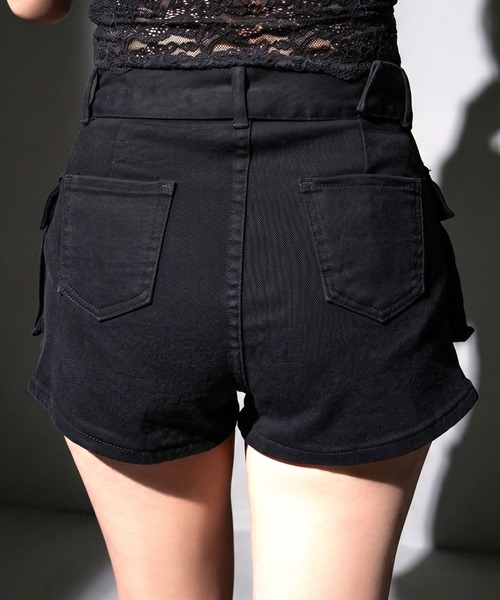 Diable baiser（ディアブルベーゼ）の「スカート見え×ショートパンツ ベルト付ハイウエストカーゴスカパン（デニムパンツ・レディース・ブルー/ブラック/ブラウン・3L/LARGE/MEDIUM）」の18枚目の写真