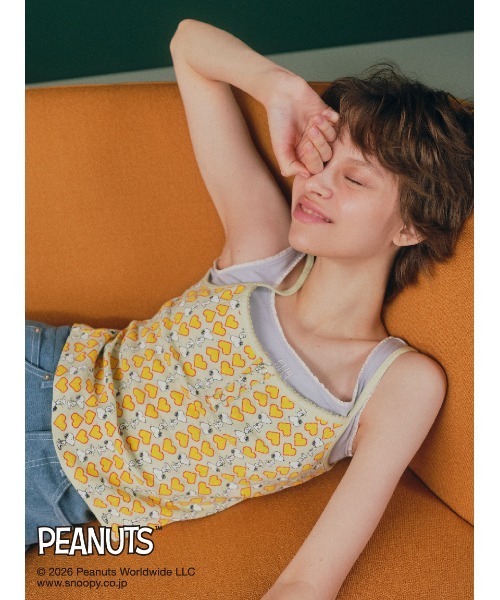 FURFUR（ファーファー）の「スヌーピーコラボ総柄キャミソール（キャミソール・レディース・グレー/ライム/ピンク・F）」の7枚目の写真