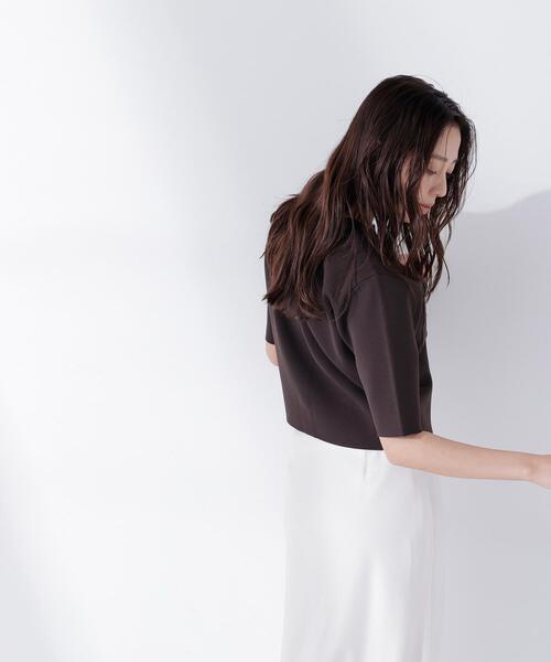 NATURAL BEAUTY BASIC（ナチュラルビューティーベーシック）の「エンブレムボタンニットジャケット半袖（カーディガン/ボレロ・レディース・オリーブ/オフホワイト/ネイビー/ダークブラウン・FREE）」の15枚目の写真