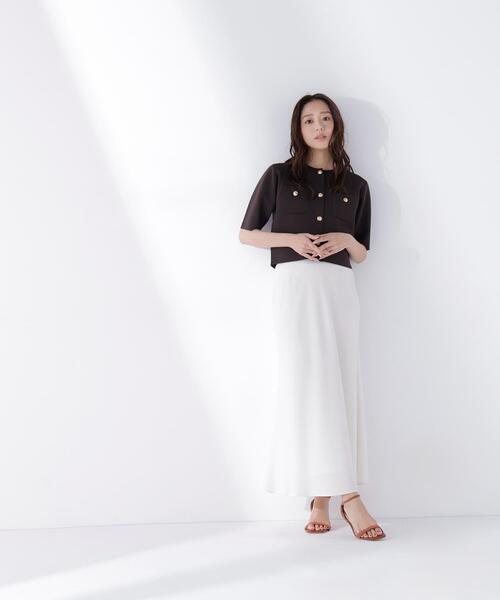 NATURAL BEAUTY BASIC（ナチュラルビューティーベーシック）の「エンブレムボタンニットジャケット半袖（カーディガン/ボレロ・レディース・オリーブ/オフホワイト/ネイビー/ダークブラウン・FREE）」の16枚目の写真