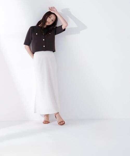 NATURAL BEAUTY BASIC（ナチュラルビューティーベーシック）の「エンブレムボタンニットジャケット半袖（カーディガン/ボレロ・レディース・オリーブ/オフホワイト/ネイビー/ダークブラウン・FREE）」の18枚目の写真
