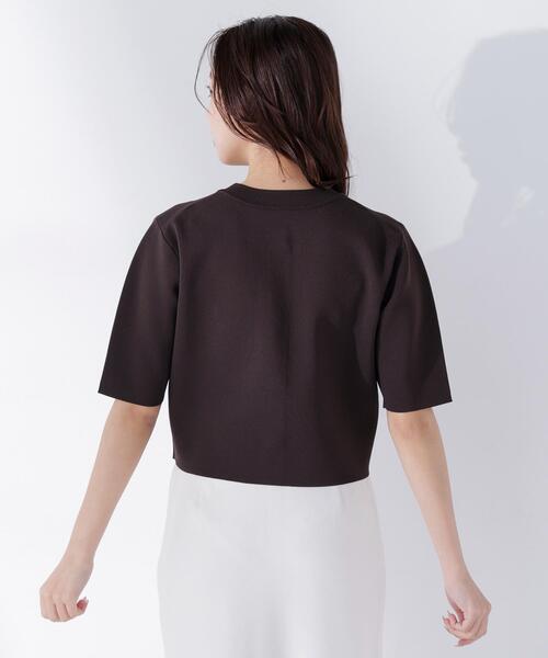 NATURAL BEAUTY BASIC（ナチュラルビューティーベーシック）の「エンブレムボタンニットジャケット半袖（カーディガン/ボレロ・レディース・オリーブ/オフホワイト/ネイビー/ダークブラウン・FREE）」の20枚目の写真