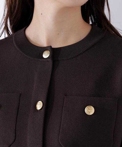 NATURAL BEAUTY BASIC（ナチュラルビューティーベーシック）の「エンブレムボタンニットジャケット半袖（カーディガン/ボレロ・レディース・オリーブ/オフホワイト/ネイビー/ダークブラウン・FREE）」の21枚目の写真
