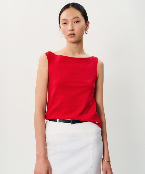 MAYVERU(メイバーユー)の「Balm Off-shoulder sleeveless t-shirt _ Red(Tシャツ/カットソー・レディース・その他・FREE)」の1枚目の写真