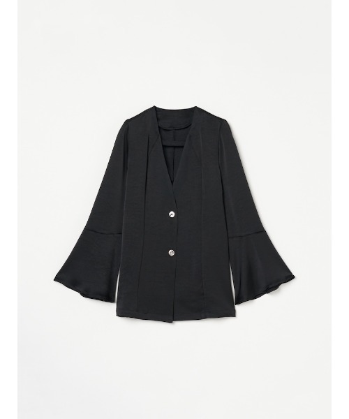 sahara（サハラ）の「Flare Sleeve Satin Jacket/フレアスリーブサテンジャケット（その他アウター・レディース・ブラック/オフホワイト・FREE）」の20枚目の写真