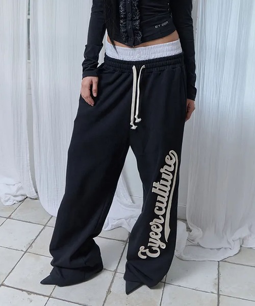 EYEER(イワイイアル)の「◇EYEER◇ブランド直輸入正規品/スクリプト ロゴ レイヤード スウェットパンツ SCRIPT LOGO LAYERD SWEATPANTS(スウェットパンツ・レディース・ネイビー/ブルー/ブラック・S)」の4枚目の写真