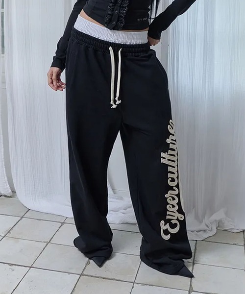 EYEER(イワイイアル)の「◇EYEER◇ブランド直輸入正規品/スクリプト ロゴ レイヤード スウェットパンツ SCRIPT LOGO LAYERD SWEATPANTS(スウェットパンツ・レディース・ネイビー/ブルー/ブラック・S)」の5枚目の写真