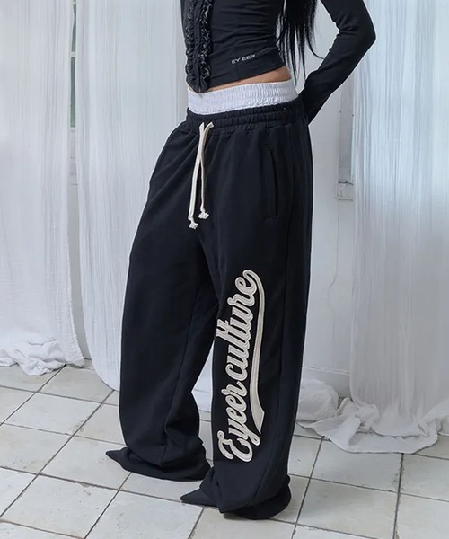 EYEER(イワイイアル)の「◇EYEER◇ブランド直輸入正規品/スクリプト ロゴ レイヤード スウェットパンツ SCRIPT LOGO LAYERD SWEATPANTS(スウェットパンツ・レディース・ネイビー/ブルー/ブラック・S)」の6枚目の写真
