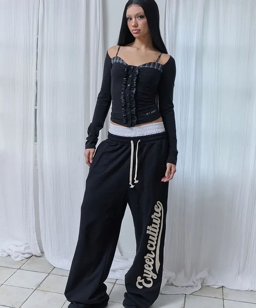 EYEER(イワイイアル)の「◇EYEER◇ブランド直輸入正規品/スクリプト ロゴ レイヤード スウェットパンツ SCRIPT LOGO LAYERD SWEATPANTS(スウェットパンツ・レディース・ネイビー/ブルー/ブラック・S)」の22枚目の写真