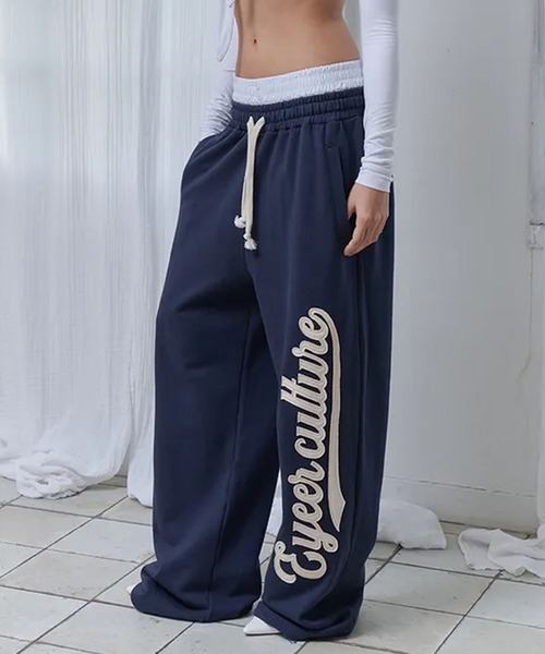 EYEER(イワイイアル)の「◇EYEER◇ブランド直輸入正規品/スクリプト ロゴ レイヤード スウェットパンツ SCRIPT LOGO LAYERD SWEATPANTS(スウェットパンツ・レディース・ネイビー/ブルー/ブラック・S)」の8枚目の写真