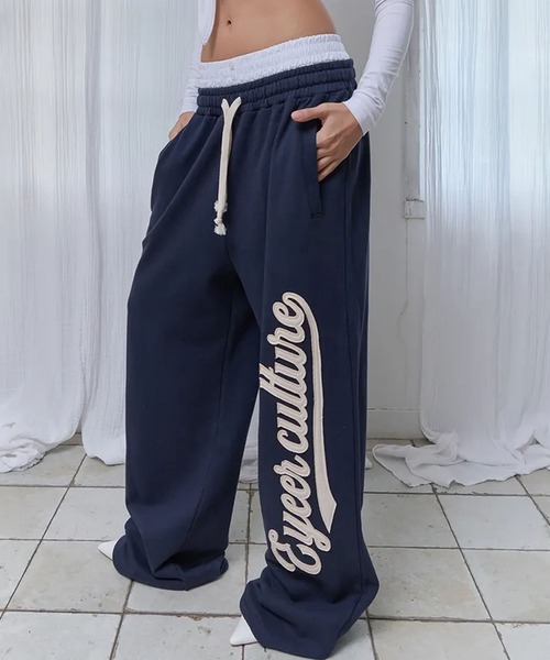 EYEER(イワイイアル)の「◇EYEER◇ブランド直輸入正規品/スクリプト ロゴ レイヤード スウェットパンツ SCRIPT LOGO LAYERD SWEATPANTS(スウェットパンツ・レディース・ネイビー/ブルー/ブラック・S)」の9枚目の写真