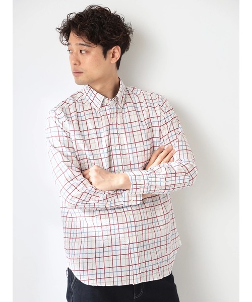 McGREGOR(マックレガー)の「手書き風チェックプリントサッカーシャツ(シャツ/ブラウス・メンズ・レッド/ブルー・L/XL/M)」の3枚目の写真
