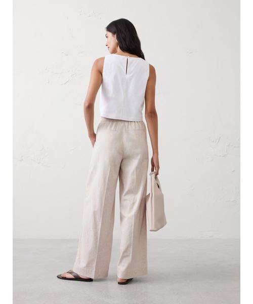 BANANA REPUBLIC FACTORY STORE(バナナリパブリック ファクトリーストア)の「BANANA REPUBLIC FACTORY STORE ハイライズ リネンブレンド ワイドレッグパンツ(その他パンツ・レディース・ベージュ/ホワイト/ブルー/ベージュ系その他/グリーン・L/S/XS/M)」の8枚目の写真