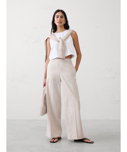 BANANA REPUBLIC FACTORY STORE(バナナリパブリック ファクトリーストア)の「BANANA REPUBLIC FACTORY STORE ハイライズ リネンブレンド ワイドレッグパンツ(その他パンツ・レディース・ベージュ/ホワイト/ブルー/ベージュ系その他/グリーン・L/S/XS/M)」の9枚目の写真