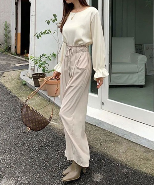 SallyLunn(サリーラン)の「ボリュームスリーブとろみブラウス(シャツ/ブラウス・レディース・ブラウン/ダークブラウン/ホワイト/ブルー・LARGE/MEDIUM)」の8枚目の写真