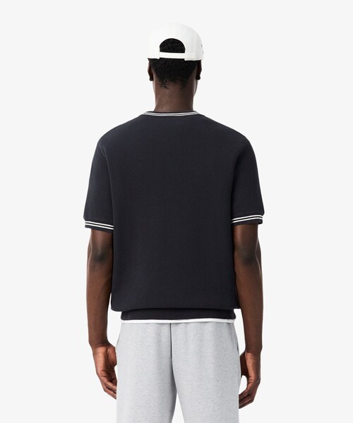 LACOSTE(ラコステ)の「ハイゲージニット配色ラインTシャツ(ニット/セーター・メンズ・アイボリー/ブラック・5/4/2/3)」の9枚目の写真