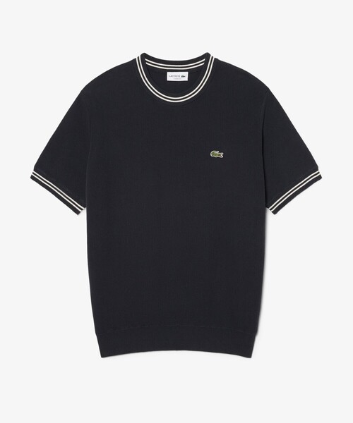 LACOSTE(ラコステ)の「ハイゲージニット配色ラインTシャツ(ニット/セーター・メンズ・アイボリー/ブラック・5/4/2/3)」の10枚目の写真