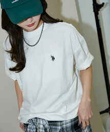 U.S. POLO ASSN.U.S. POLO ASSN. × PUBLUX/ユーエスポロアッスン 別注 ワンポイント 刺繍 クルーネック Tシャツ 限定展開
