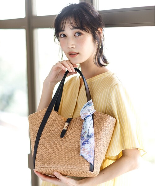 ANY SIS（エニィスィス）の「スカーフ付き カゴバッグ（かごバッグ・レディース・アイボリー系/ベージュ系・F）」の3枚目の写真