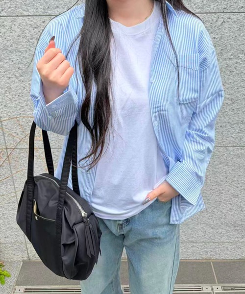 mebole(メボレ)の「ルーズストライプシャツ(シャツ/ブラウス・レディース・ブルー・FREE)」の10枚目の写真
