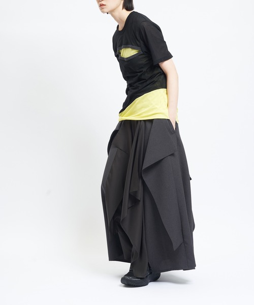 gomme（ゴム）の「80/2強撚天竺　強撚カッティングＴ（Tシャツ/カットソー・レディース・ホワイト×ブラック/ブラック×ホワイト/ブラック×イエロー・MEDIUM）」の6枚目の写真