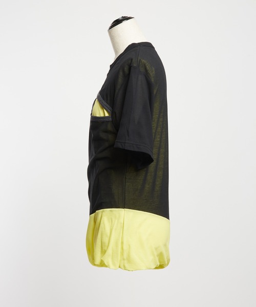 gomme（ゴム）の「80/2強撚天竺　強撚カッティングＴ（Tシャツ/カットソー・レディース・ホワイト×ブラック/ブラック×ホワイト/ブラック×イエロー・MEDIUM）」の17枚目の写真