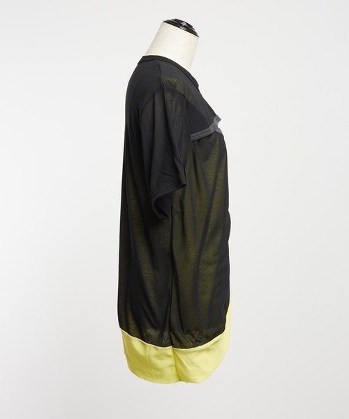 gomme（ゴム）の「80/2強撚天竺　強撚カッティングＴ（Tシャツ/カットソー・レディース・ホワイト×ブラック/ブラック×ホワイト/ブラック×イエロー・MEDIUM）」の19枚目の写真