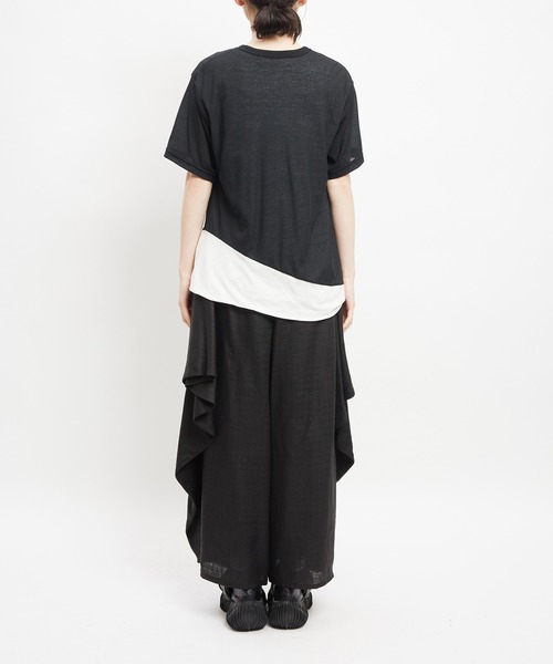 gomme（ゴム）の「80/2強撚天竺　強撚カッティングＴ（Tシャツ/カットソー・レディース・ホワイト×ブラック/ブラック×ホワイト/ブラック×イエロー・MEDIUM）」の12枚目の写真