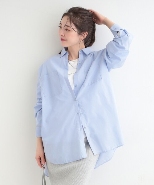 SHOO・LA・RUE（シューラルー）の「【体型カバー】バックギャザーで魅せる オーバーサイズシャツ（シャツ/ブラウス・レディース・ネイビー系2/イエロー系その他4/グリーン系3/ライトブルー・00）」の15枚目の写真