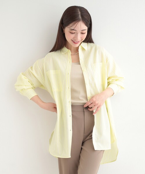 SHOO・LA・RUE（シューラルー）の「【体型カバー】バックギャザーで魅せる オーバーサイズシャツ（シャツ/ブラウス・レディース・ネイビー系2/イエロー系その他4/グリーン系3/ライトブルー・00）」の19枚目の写真