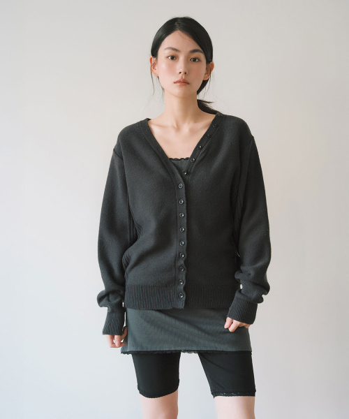 YEARNING(イヤニング)の「LACE RIBBED SLEEVELESS TOP, CHARCOAL(Tシャツ/カットソー・レディース・その他・FREE)」の4枚目の写真