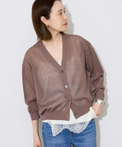 新品タグ付き*SLOBE IENA　リネン混シアーカーディガン　手洗い可 追加2》リネン混シアーカーディガン（カーディガン）｜SLOBE IENA