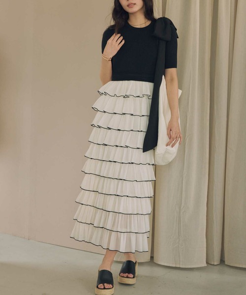 ACYM（アシーム）の「ドッキングスカートワンピース（ワンピース・レディース・ホワイト/ブラック・FREE）」の19枚目の写真