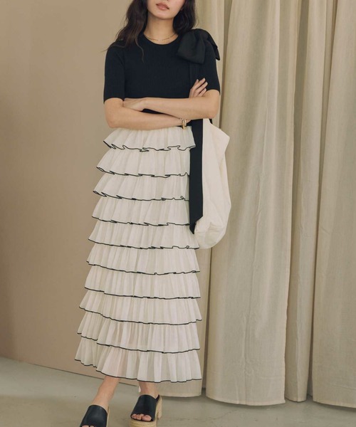 ACYM（アシーム）の「ドッキングスカートワンピース（ワンピース・レディース・ホワイト/ブラック・FREE）」の20枚目の写真