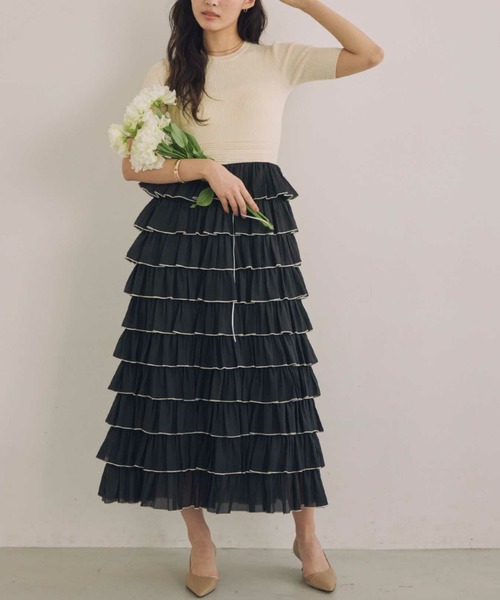 ACYM（アシーム）の「ドッキングスカートワンピース（ワンピース・レディース・ホワイト/ブラック・FREE）」の12枚目の写真