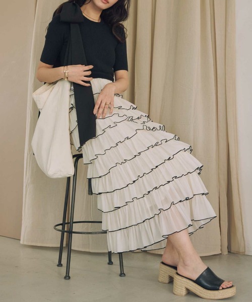 ACYM（アシーム）の「ドッキングスカートワンピース（ワンピース・レディース・ホワイト/ブラック・FREE）」の14枚目の写真