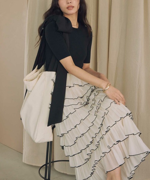 ACYM（アシーム）の「ドッキングスカートワンピース（ワンピース・レディース・ホワイト/ブラック・FREE）」の15枚目の写真